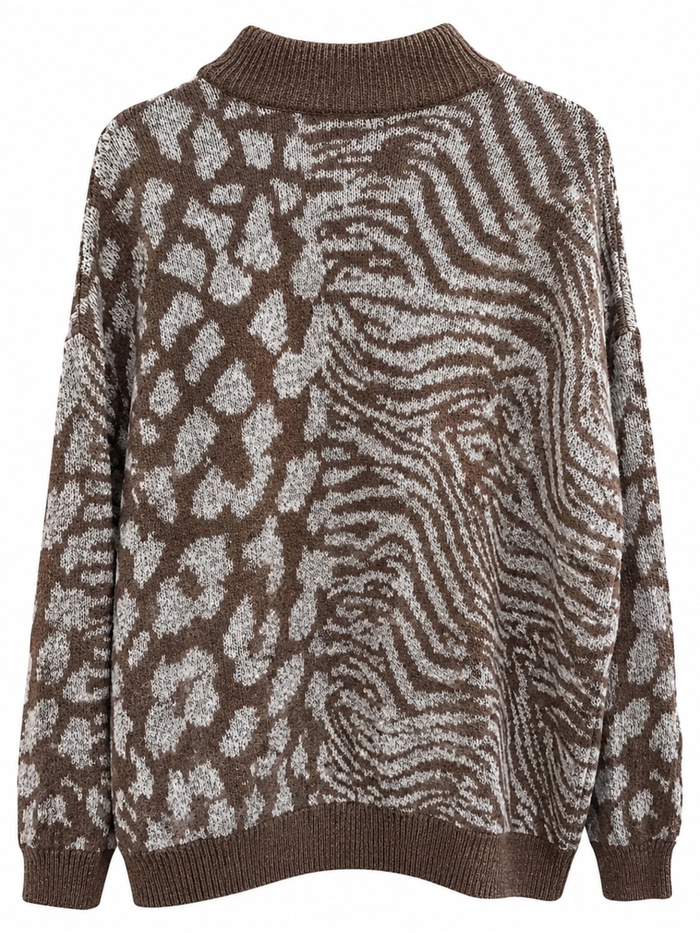 NWT Vero Moda Curve 2X Animal Print Mock Neck Sweater Brown Zebra - Picture 3 of 6
